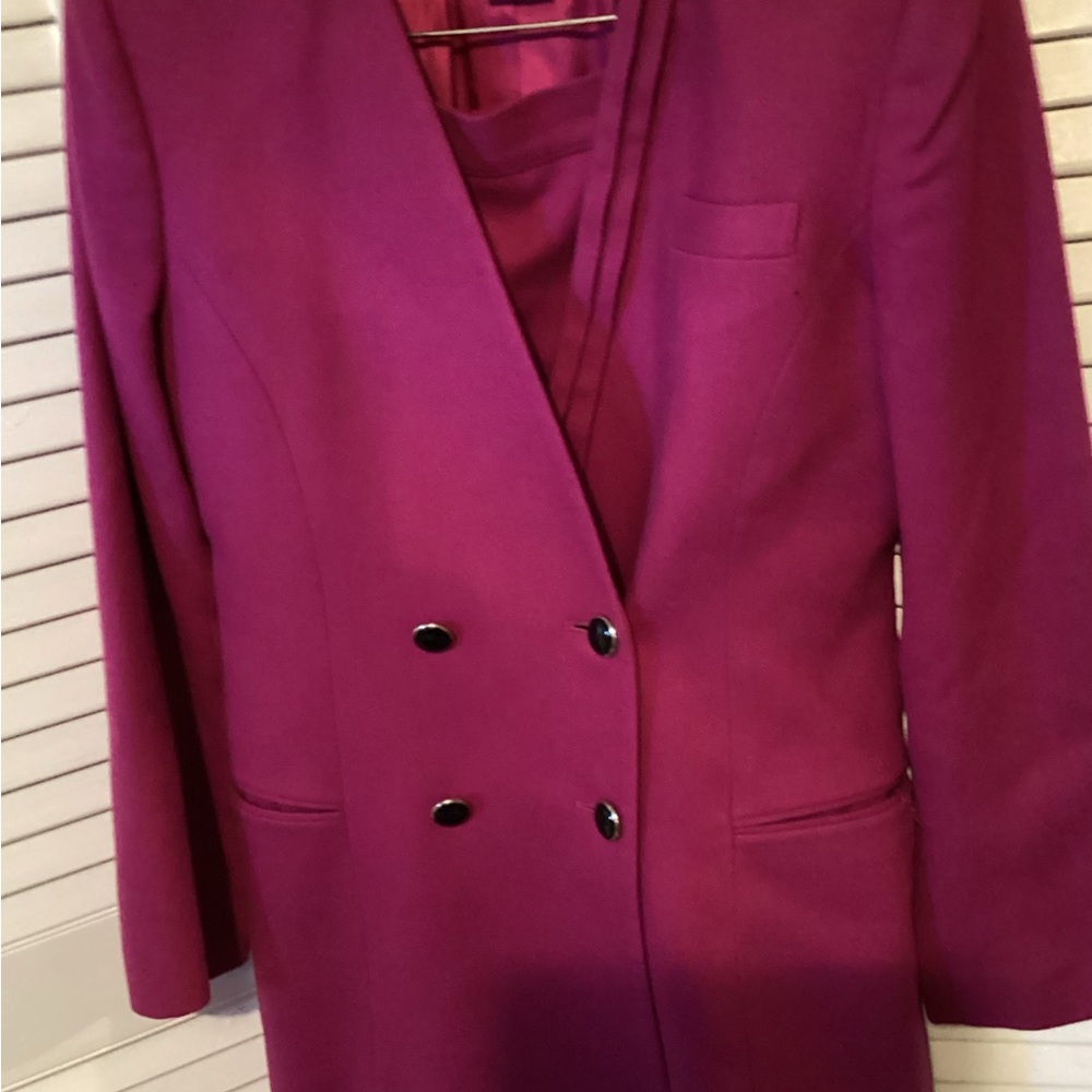 Oleg Cassini Fuchsia Double-Breasted two piece skirt suit, vintage